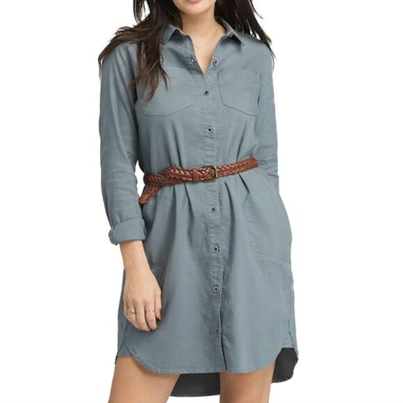 NWOT PrAna Yarrow Organic Cotton Hemp Blend Shirt Dress (XL) in Black - Picture 13 of 16